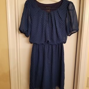 Pockadoted blue dress